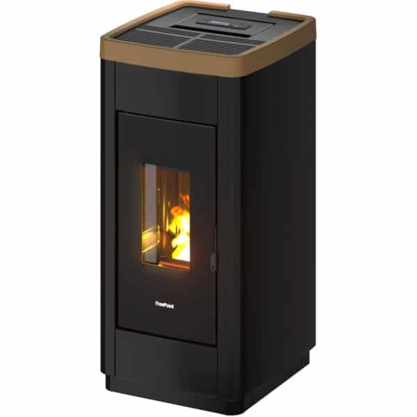 FreePoint Pelletofen Life 9 Stahl Schwarz-Dunkelgold 2